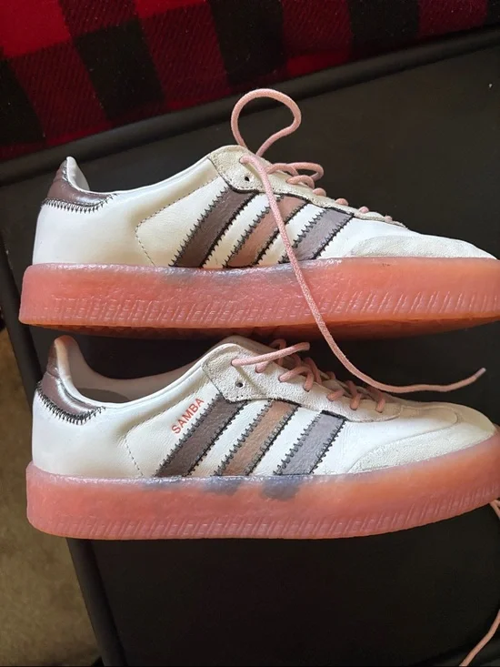 adidas Samba Platform Sneakers — White, Pink, Brown Accents - Picture 1 of 5
